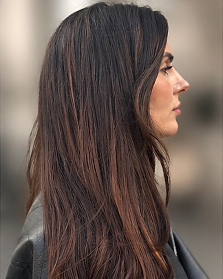 Mørk brunette med varm kobberrefleks
